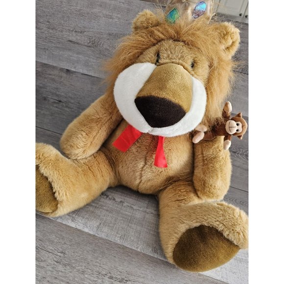 Vtg Lion Plush Aesops Fables Stuffed Animal Rare The Lion And The Monkey 18" Htf
